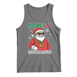 Feeling 67 This Christmas Tank Top Funny Cool Santa Six Seven Meme Holiday TS02 Black Heather Print Your Wear