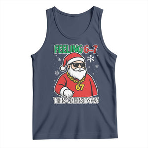 Feeling 67 This Christmas Tank Top Funny Cool Santa Six Seven Meme Holiday TS02 Navy Print Your Wear