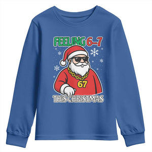 Feeling 67 This Christmas Youth Sweatshirt Funny Cool Santa Six Seven Meme Holiday TS02 Royal Blue Print Your Wear