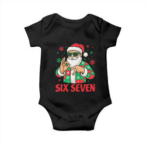 Cool Santa Six Seven Meme Christmas Baby Onesie Funny 67 Holiday Hand Sign with Hipster Vibes TS02 Black Print Your Wear