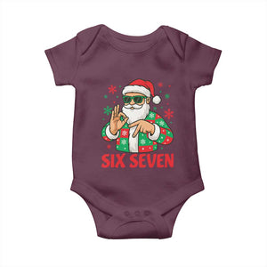 Cool Santa Six Seven Meme Christmas Baby Onesie Funny 67 Holiday Hand Sign with Hipster Vibes TS02 Maroon Print Your Wear