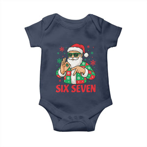 Cool Santa Six Seven Meme Christmas Baby Onesie Funny 67 Holiday Hand Sign with Hipster Vibes TS02 Navy Print Your Wear