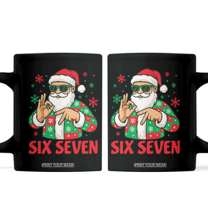Cool Santa Six Seven Meme Christmas Coffee Mug Funny 67 Holiday Hand Sign with Hipster Vibes TS02 Black Print Your Wear