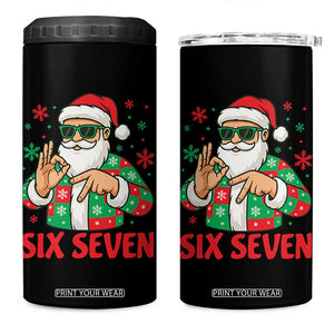 Cool Santa Six Seven Meme Christmas 4 in 1 Can Cooler Tumbler Funny 67 Holiday Hand Sign with Hipster Vibes TS02 One Size: 16 oz Black Print Your Wear