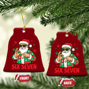 Cool Santa Six Seven Meme Christmas Ceramic Ornament Funny 67 Holiday Hand Sign with Hipster Vibes TS02 Print Your Wear