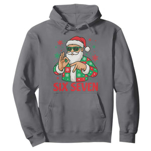 Cool Santa Six Seven Meme Christmas Hoodie Funny 67 Holiday Hand Sign with Hipster Vibes TS02 Charcoal Print Your Wear