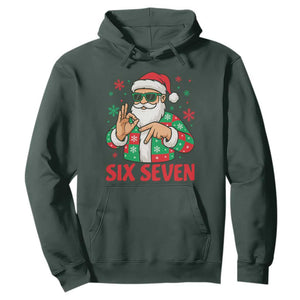 Cool Santa Six Seven Meme Christmas Hoodie Funny 67 Holiday Hand Sign with Hipster Vibes TS02 Dark Forest Green Print Your Wear