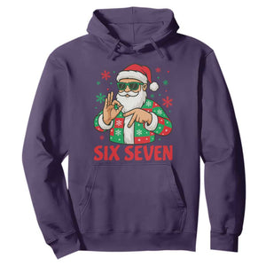 Cool Santa Six Seven Meme Christmas Hoodie Funny 67 Holiday Hand Sign with Hipster Vibes TS02 Purple Print Your Wear