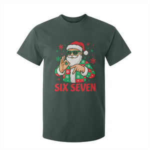 Cool Santa Six Seven Meme Christmas T Shirt For Kid Funny 67 Holiday Hand Sign with Hipster Vibes TS02 Dark Forest Green Print Your Wear