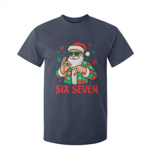 Cool Santa Six Seven Meme Christmas T Shirt For Kid Funny 67 Holiday Hand Sign with Hipster Vibes TS02 Navy Print Your Wear