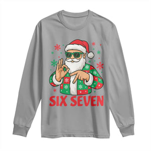 Cool Santa Six Seven Meme Christmas Long Sleeve Shirt Funny 67 Holiday Hand Sign with Hipster Vibes TS02 Sport Gray Print Your Wear
