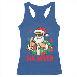 Cool Santa Six Seven Meme Christmas Racerback Tank Top Funny 67 Holiday Hand Sign with Hipster Vibes TS02 Royal Blue Print Your Wear