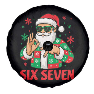 Cool Santa Six Seven Meme Christmas Spare Tire Cover Funny 67 Holiday Hand Sign with Hipster Vibes TS02 Print Your Wear