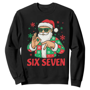 Cool Santa Six Seven Meme Christmas Sweatshirt Funny 67 Holiday Hand Sign with Hipster Vibes TS02 Black Print Your Wear