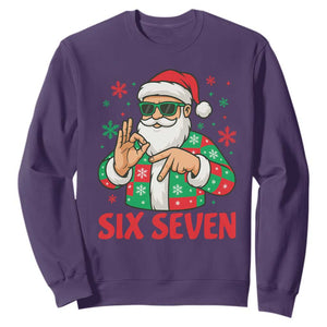 Cool Santa Six Seven Meme Christmas Sweatshirt Funny 67 Holiday Hand Sign with Hipster Vibes TS02 Purple Print Your Wear