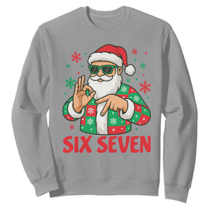 Cool Santa Six Seven Meme Christmas Sweatshirt Funny 67 Holiday Hand Sign with Hipster Vibes TS02 Sport Gray Print Your Wear