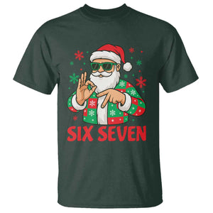 Cool Santa Six Seven Meme Christmas T Shirt Funny 67 Holiday Hand Sign with Hipster Vibes TS02 Dark Forest Green Print Your Wear