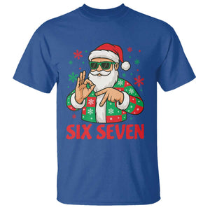 Cool Santa Six Seven Meme Christmas T Shirt Funny 67 Holiday Hand Sign with Hipster Vibes TS02 Royal Blue Print Your Wear