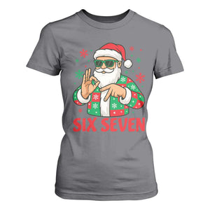 Cool Santa Six Seven Meme Christmas T Shirt For Women Funny 67 Holiday Hand Sign with Hipster Vibes TS02 Charcoal Print Your Wear