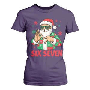 Cool Santa Six Seven Meme Christmas T Shirt For Women Funny 67 Holiday Hand Sign with Hipster Vibes TS02 Purple Print Your Wear