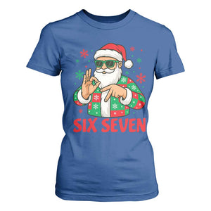 Cool Santa Six Seven Meme Christmas T Shirt For Women Funny 67 Holiday Hand Sign with Hipster Vibes TS02 Royal Blue Print Your Wear