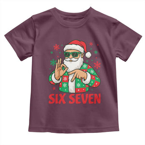 Cool Santa Six Seven Meme Christmas Toddler T Shirt Funny 67 Holiday Hand Sign with Hipster Vibes TS02 Maroon Print Your Wear