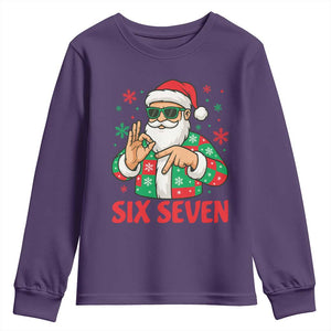 Cool Santa Six Seven Meme Christmas Youth Sweatshirt Funny 67 Holiday Hand Sign with Hipster Vibes TS02 Purple Print Your Wear