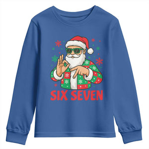Cool Santa Six Seven Meme Christmas Youth Sweatshirt Funny 67 Holiday Hand Sign with Hipster Vibes TS02 Royal Blue Print Your Wear