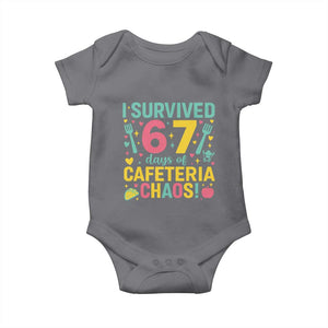 I Survived 67 Days of Cafeteria Chaos Baby Onesie Funny School Lunch Duty TS02 Charcoal Print Your Wear