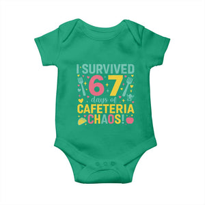 I Survived 67 Days of Cafeteria Chaos Baby Onesie Funny School Lunch Duty TS02 Irish Green Print Your Wear