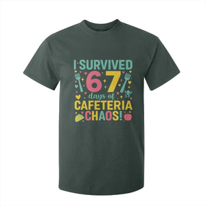 I Survived 67 Days of Cafeteria Chaos T Shirt For Kid Funny School Lunch Duty TS02 Dark Forest Green Print Your Wear
