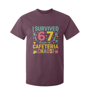 I Survived 67 Days of Cafeteria Chaos T Shirt For Kid Funny School Lunch Duty TS02 Maroon Print Your Wear