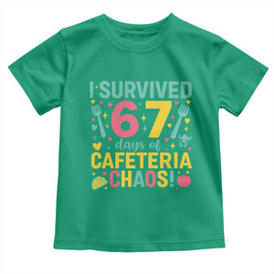I Survived 67 Days of Cafeteria Chaos Toddler T Shirt Funny School Lunch Duty TS02 Irish Green Print Your Wear