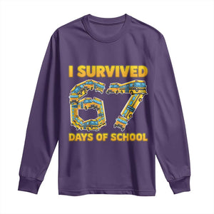 Funny School Bus Driver Long Sleeve Shirt I Survived 67 Days of School TS02 Purple Print Your Wear