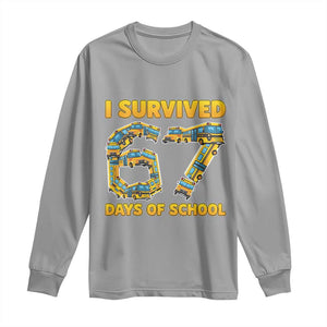 Funny School Bus Driver Long Sleeve Shirt I Survived 67 Days of School TS02 Sport Gray Print Your Wear