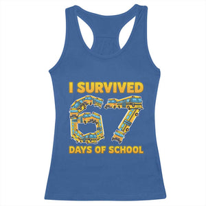 Funny School Bus Driver Racerback Tank Top I Survived 67 Days of School TS02 Royal Blue Print Your Wear