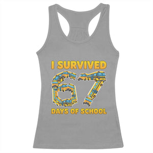 Funny School Bus Driver Racerback Tank Top I Survived 67 Days of School TS02 Sport Gray Print Your Wear