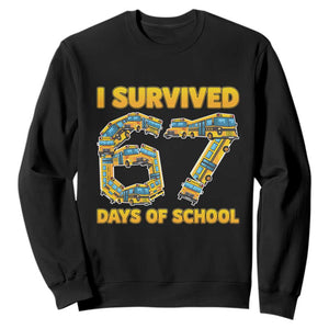 Funny School Bus Driver Sweatshirt I Survived 67 Days of School TS02 Black Print Your Wear