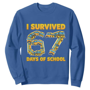 Funny School Bus Driver Sweatshirt I Survived 67 Days of School TS02 Royal Blue Print Your Wear