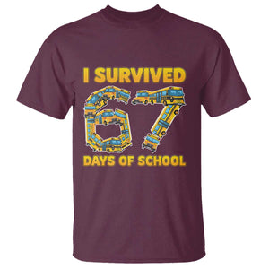 Funny School Bus Driver T Shirt I Survived 67 Days of School TS02 Maroon Print Your Wear