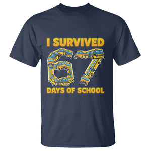 Funny School Bus Driver T Shirt I Survived 67 Days of School TS02 Navy Print Your Wear