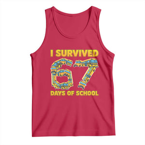 Funny School Bus Driver Tank Top I Survived 67 Days of School TS02 Red Print Your Wear