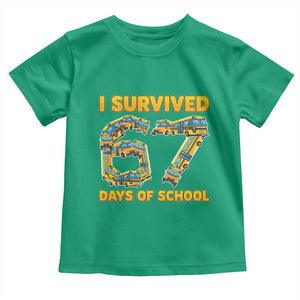 Funny School Bus Driver Toddler T Shirt I Survived 67 Days of School TS02 Irish Green Print Your Wear