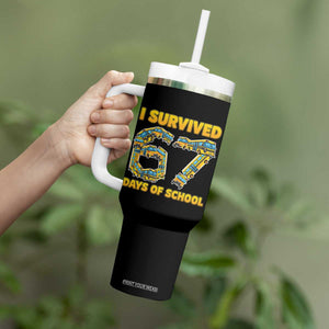 Funny School Bus Driver Tumbler With Handle I Survived 67 Days of School TS02 Print Your Wear