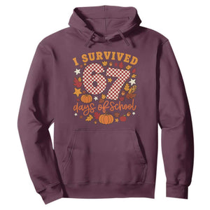 I Survived 67 Days of School Hoodie Autumn Fall Leaves Back To School TS02 Maroon Print Your Wear