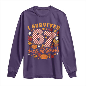 I Survived 67 Days of School Long Sleeve Shirt Autumn Fall Leaves Back To School TS02 Purple Print Your Wear