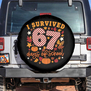 I Survived 67 Days of School Spare Tire Cover Autumn Fall Leaves Back To School TS02 No hole Black Print Your Wear