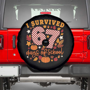 I Survived 67 Days of School Spare Tire Cover Autumn Fall Leaves Back To School TS02 Black Print Your Wear