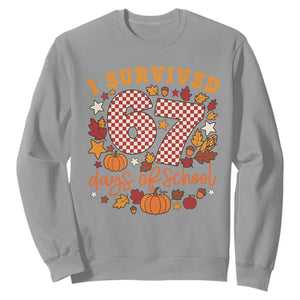 I Survived 67 Days of School Sweatshirt Autumn Fall Leaves Back To School TS02 Sport Gray Print Your Wear