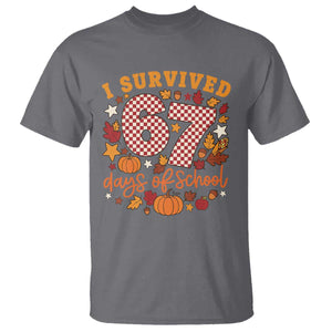 I Survived 67 Days of School T Shirt Autumn Fall Leaves Back To School TS02 Charcoal Print Your Wear